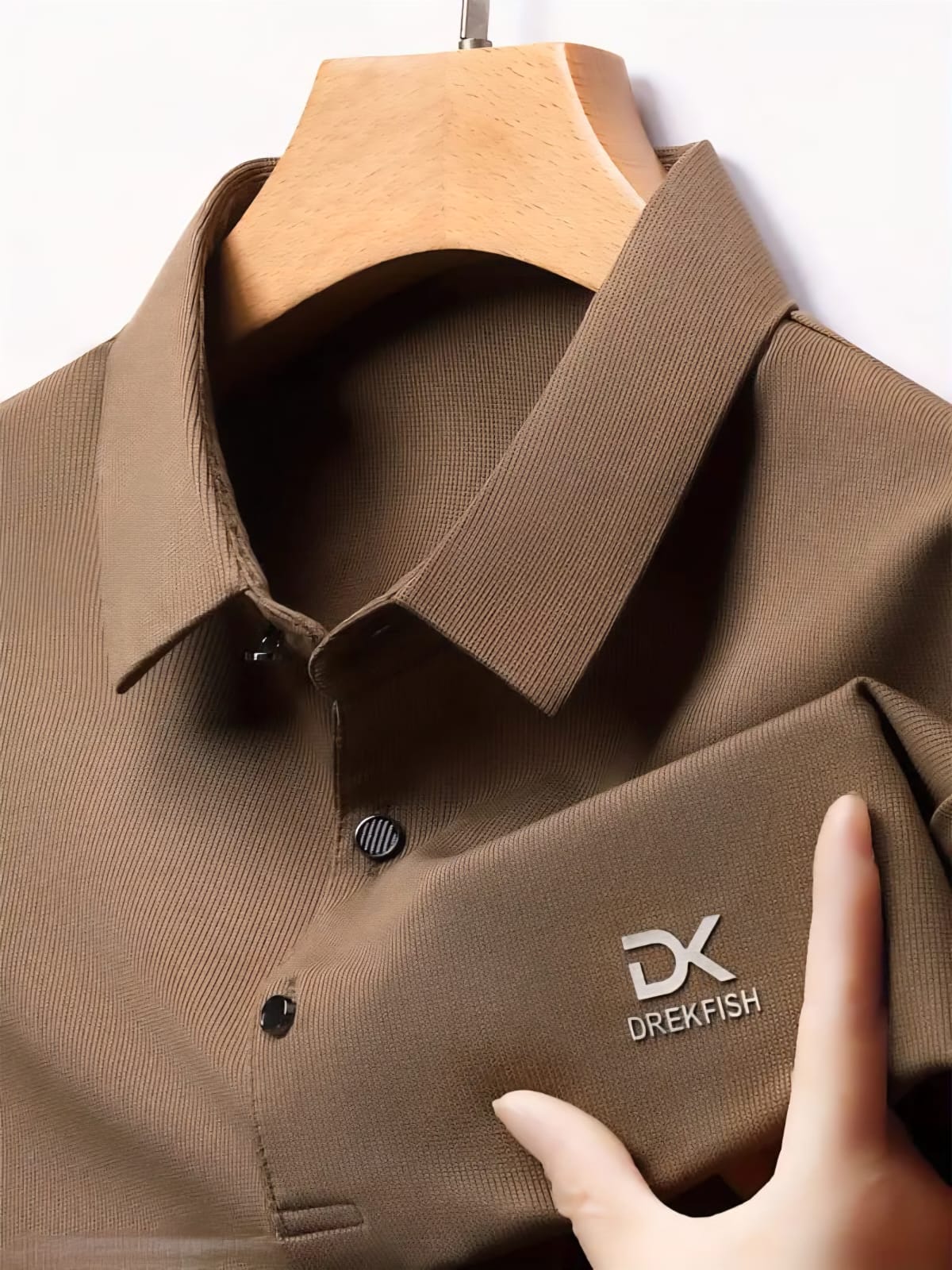Ultra-Soft China Fabric Polo Shirt For Men's [DK-Broun]